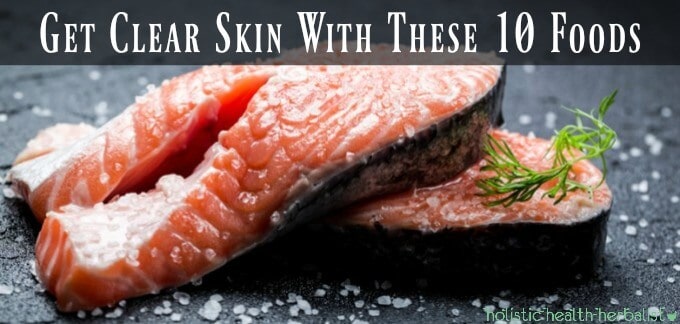 Get Clear Skin With These 10 Foods - fresh raw salmon fillets with coarse sea salt