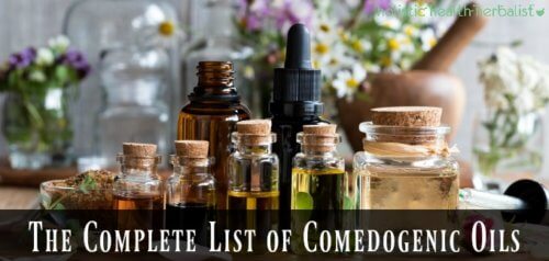 A collection of carrier oils - Top 100 non comedogenic oils and their rating